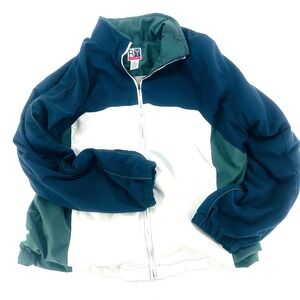 Vintage 90s R&Y Sport Colorblock Windbreaker Jacket‎ Blue Green Size Large